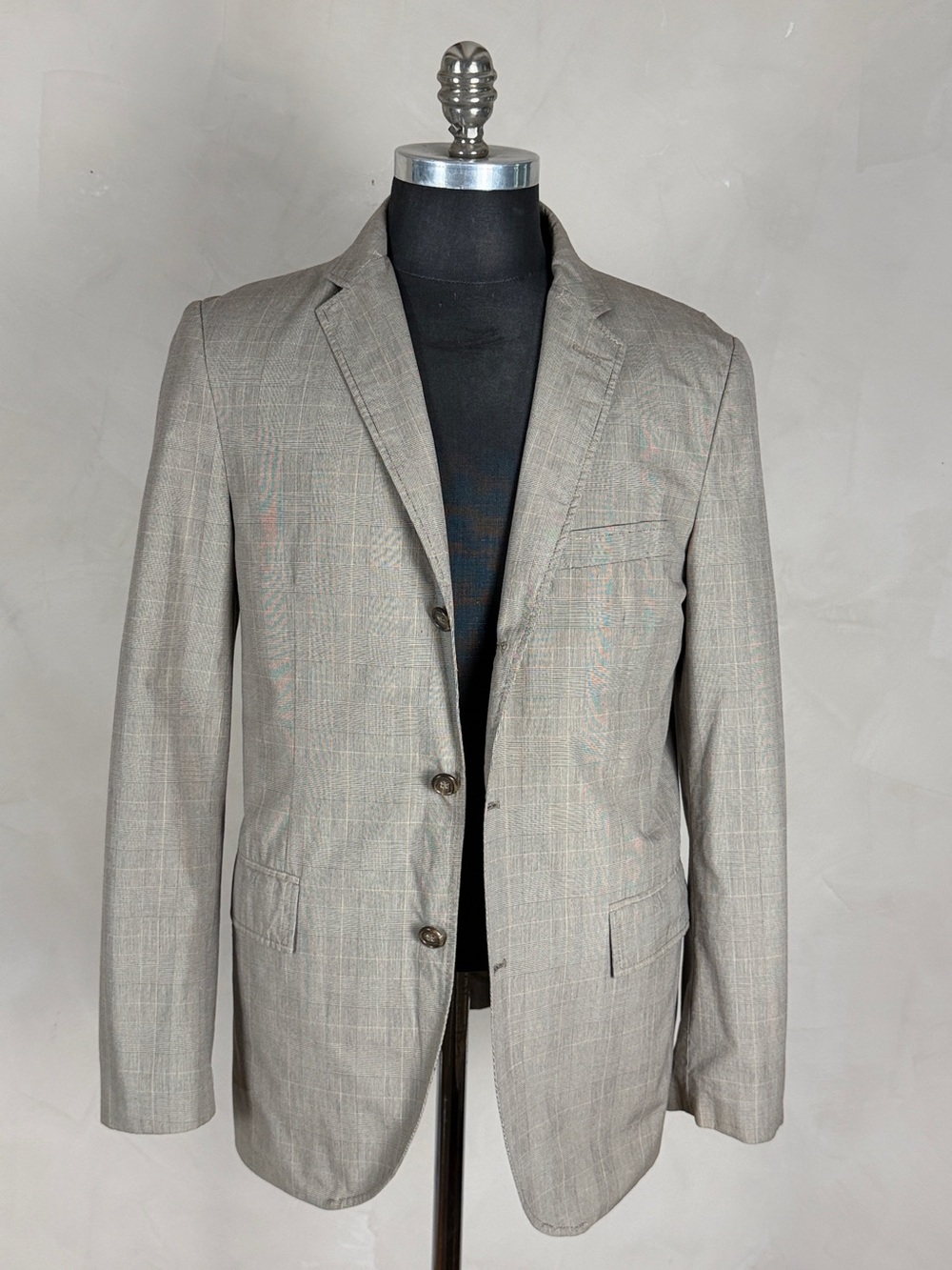 J.Crew Men’s Glen Plaid Cotton Sport Coat Blazer Gray Tan Size Medium